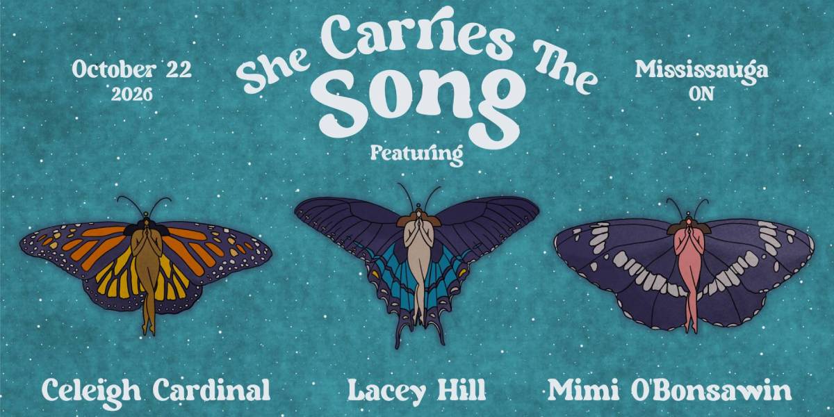 event tour graphic with 3 types of butterflies representing the artists